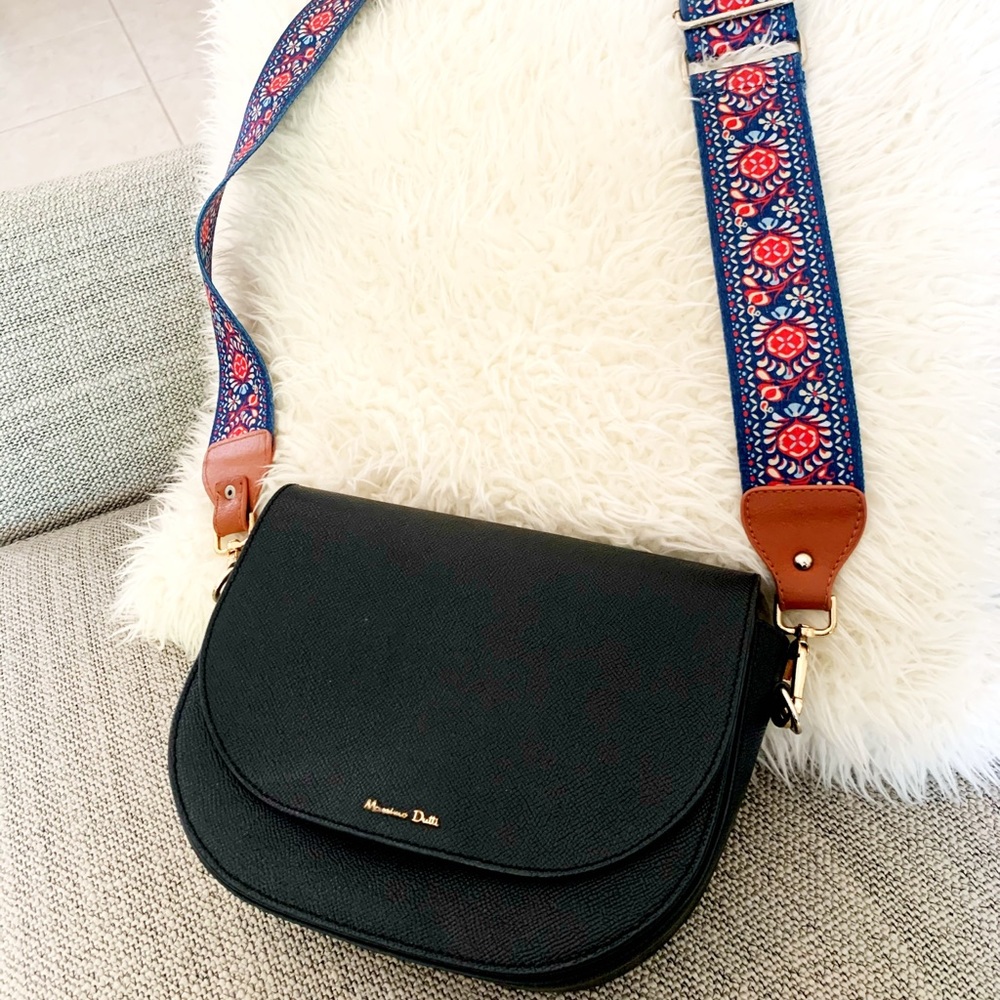 Shoulder Crossbody Black Leather Purse.